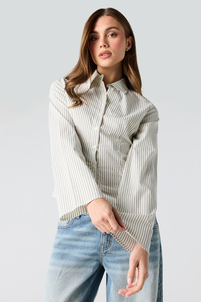 Long Bell Sleeve Button-Up Top