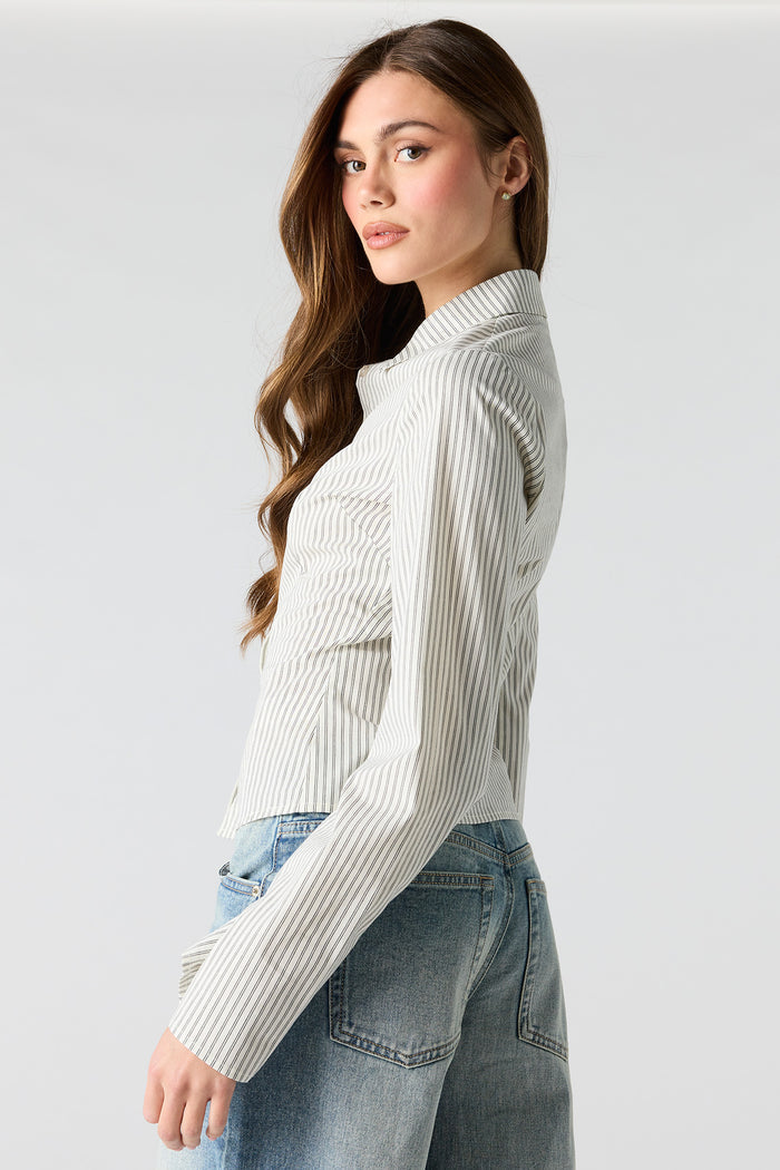 Long Bell Sleeve Button-Up Top