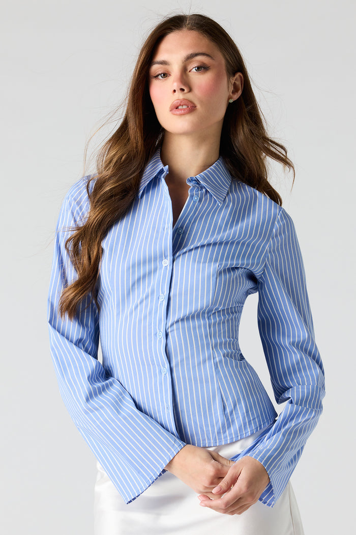 Long Bell Sleeve Button-Up Top