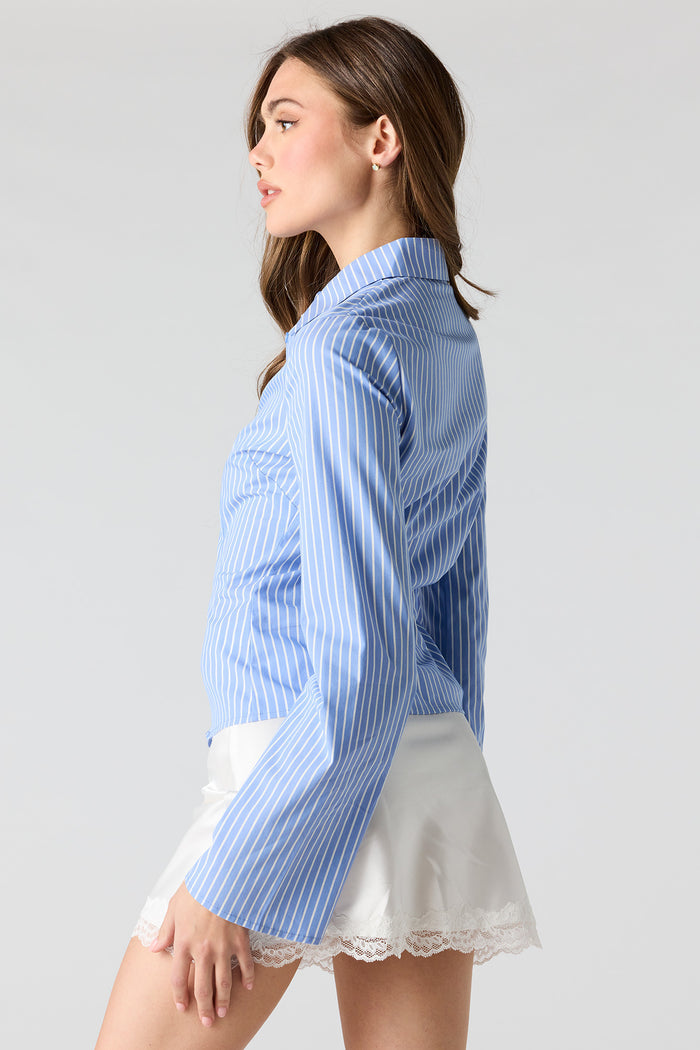 Long Bell Sleeve Button-Up Top