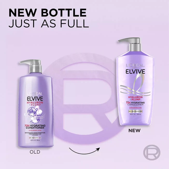 LOREAL PARIS Elvive Hyaluron + Plump 72H Hydrating Conditioner - Hyaluronic Acid  لوريال باريس بلسم مرطب 72 ساعة بحمض الهيالورونيك
