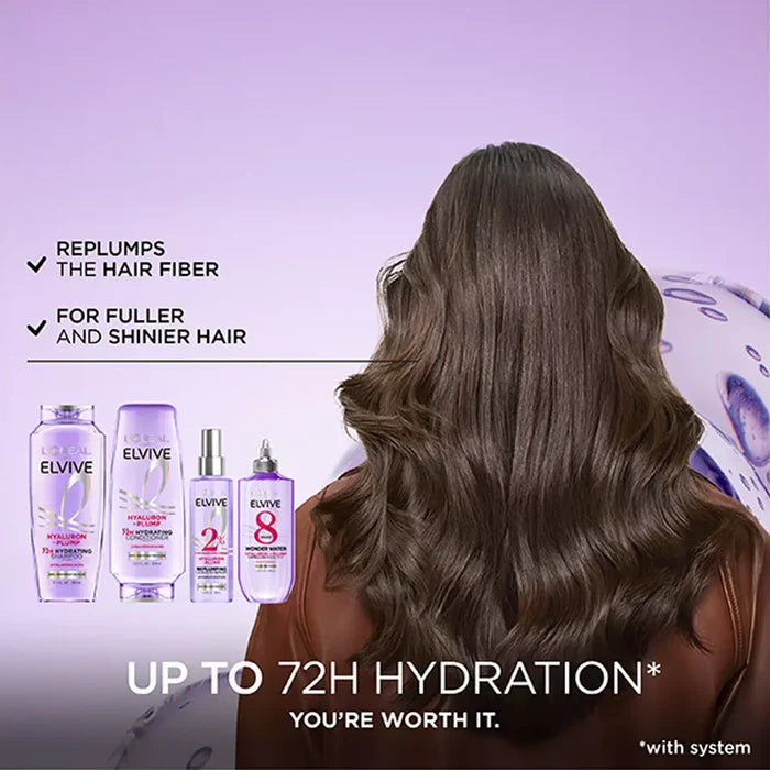 LOREAL PARIS Elvive Hyaluron + Plump 72H Hydrating Shampoo - Hyaluronic Acid  شامبو لوريال باريس ترطيب 72 ساعة بحمض الهيالورونيك