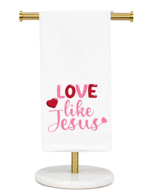 Love Like Jesus Hand Towel   White/Pink/Red   20x28