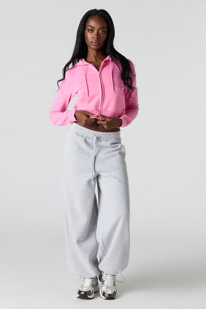 Luxe French Terry Zip Cropped Hoodie