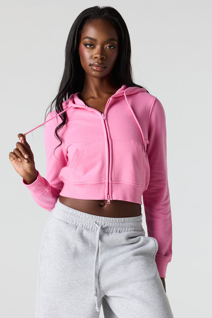 Luxe French Terry Zip Cropped Hoodie