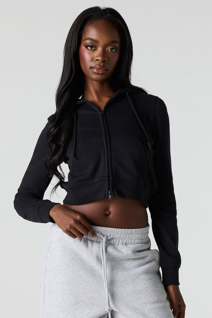 Luxe French Terry Zip Cropped Hoodie
