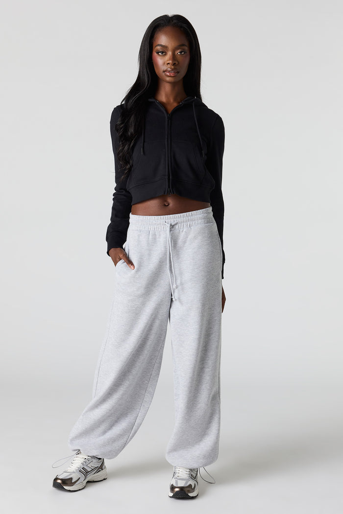 Luxe French Terry Zip Cropped Hoodie