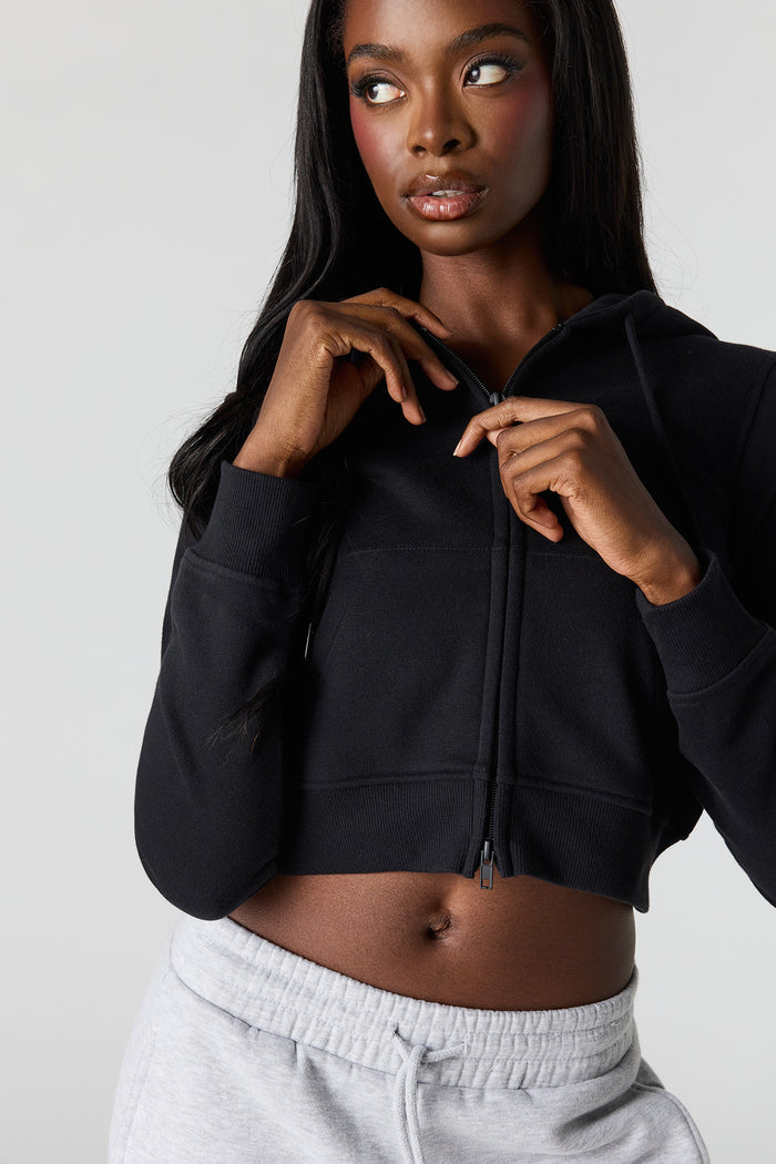 Luxe French Terry Zip Cropped Hoodie