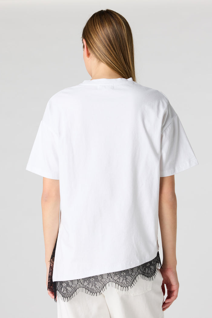 Luxe Heavy Cotton Boxy Lace Hem T-Shirt