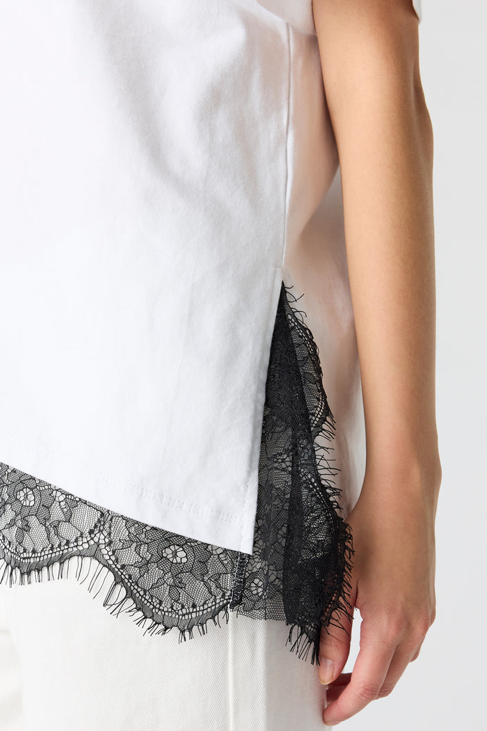 Luxe Heavy Cotton Boxy Lace Hem T-Shirt