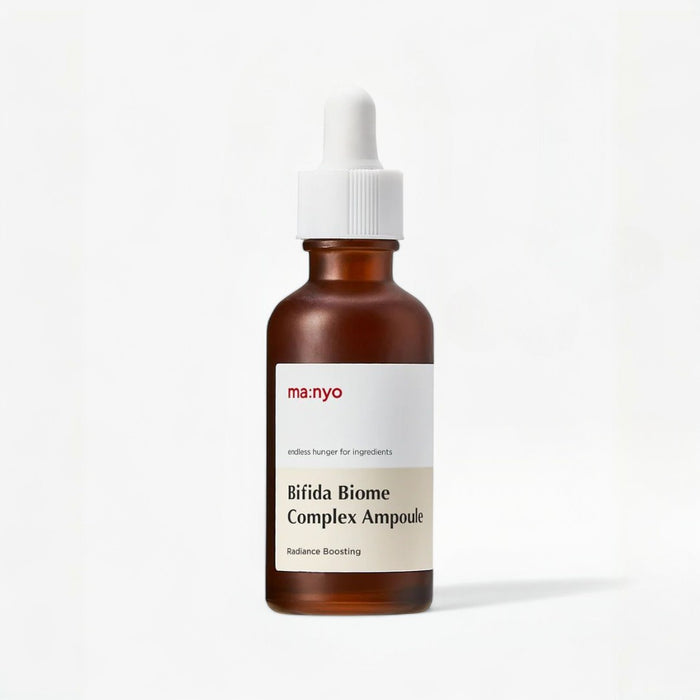 ma:nyo Bifida Biome Complex Ampoule 50ml bottle with dropper for skin hydration and radiance.