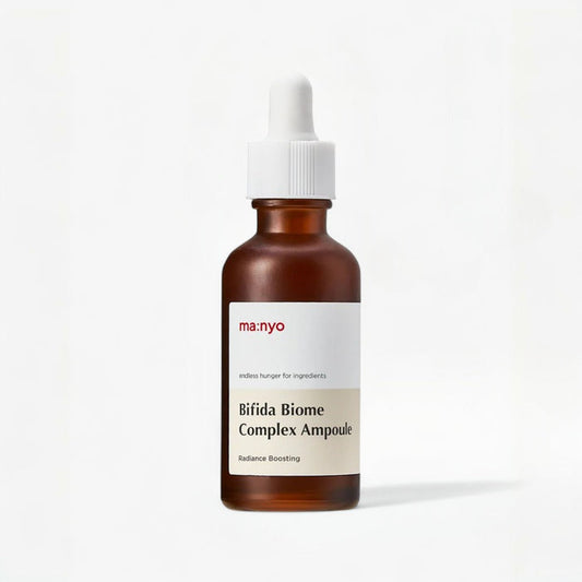 ma:nyo Bifida Biome Complex Ampoule 50ml bottle with dropper for skin hydration and radiance.
