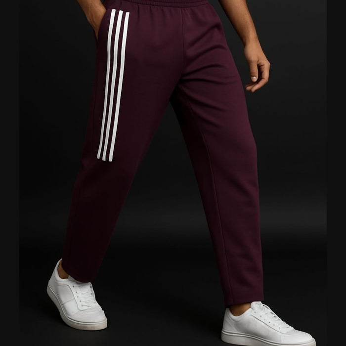Maroon Striped Joggers/Track-pants