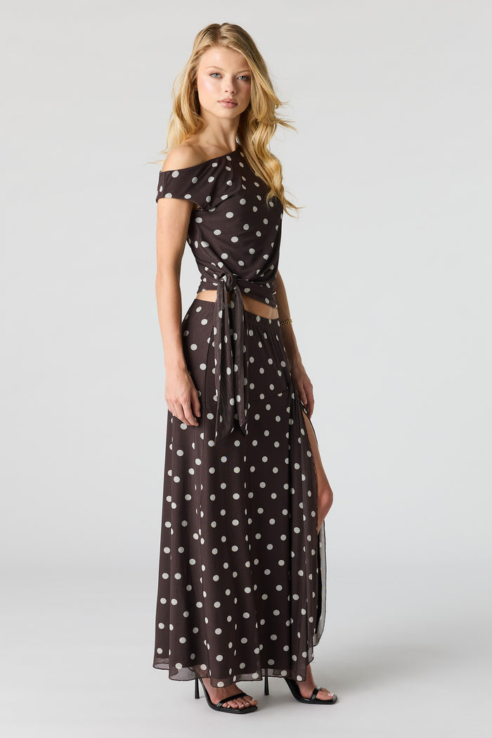 Mesh Slit Maxi Skirt