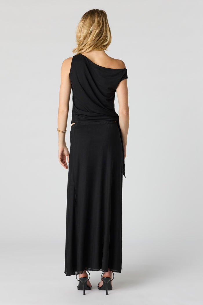 Mesh Slit Maxi Skirt
