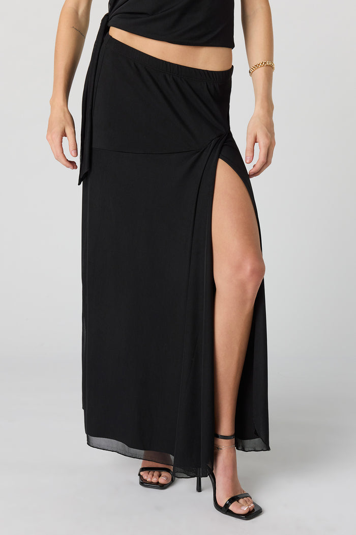 Mesh Slit Maxi Skirt
