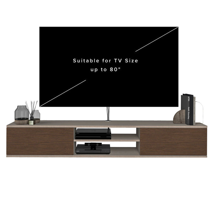 Meuble TV flottant Bella pour téléviseurs jusqu'à 85 pouces, Modern Media (Alpine/Cottonwood)