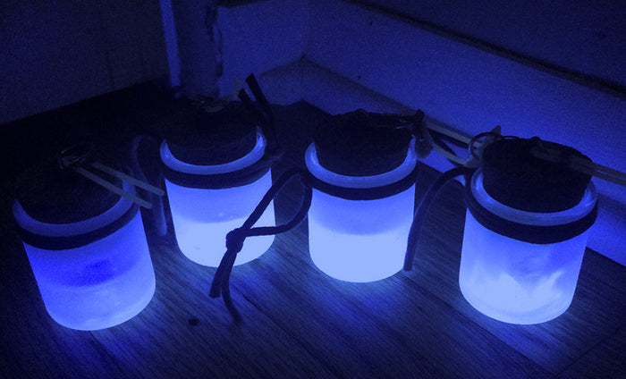 MINI JAR LIGHT- GLOW IN THE DARK, PURPLE LED