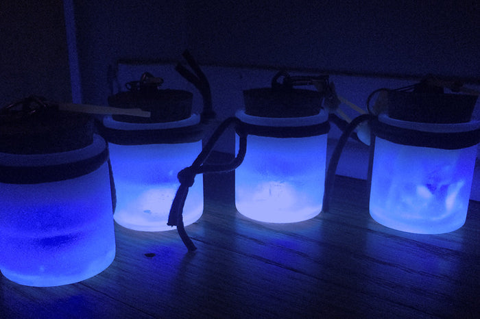 MINI JAR LIGHT- GLOW IN THE DARK, PURPLE LED
