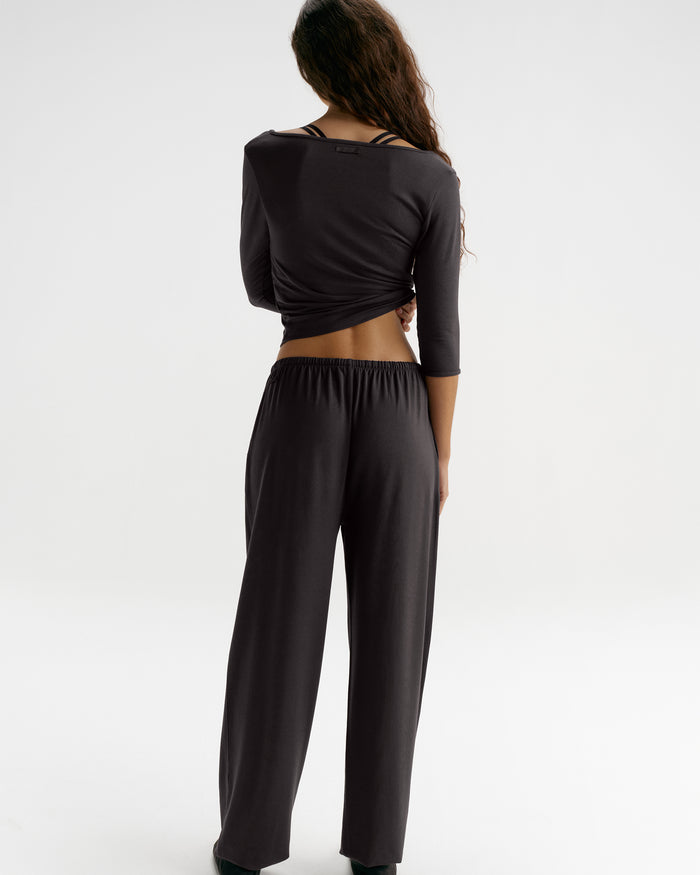 Modal Soft Lounge Cuffed Trousers - Coffee Bean
