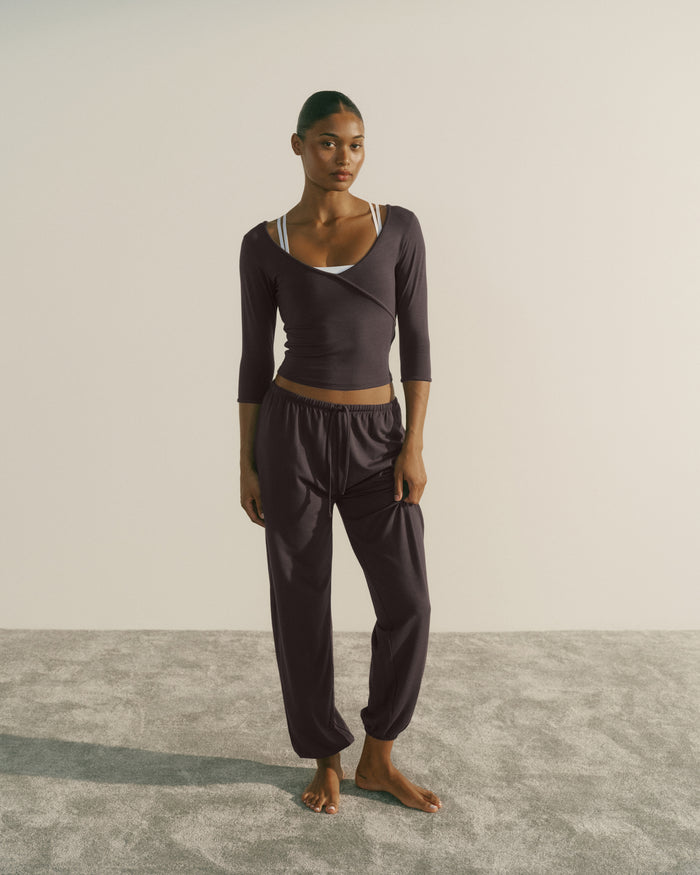 Modal Soft Lounge Cuffed Trousers - Coffee Bean