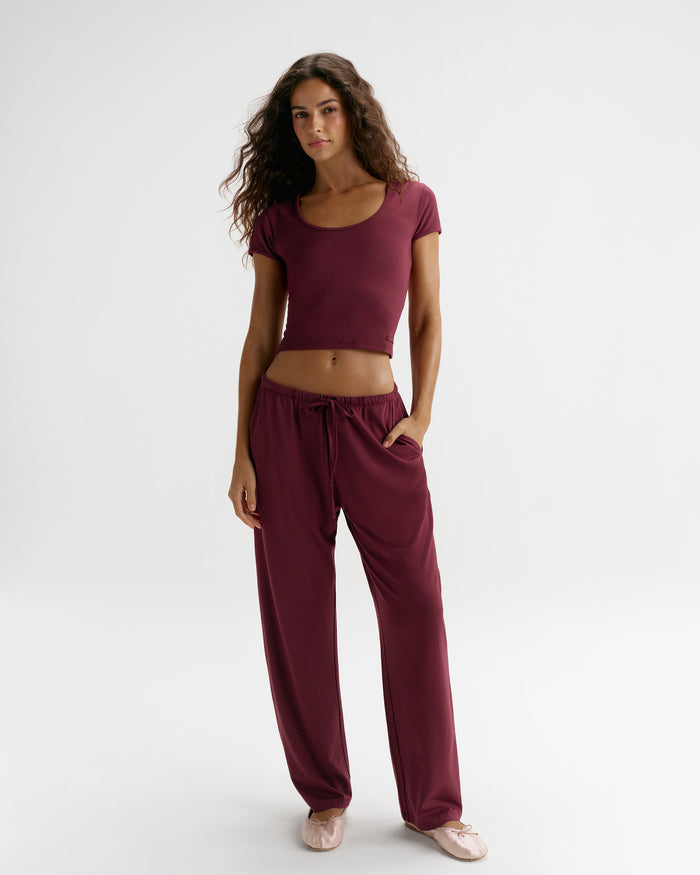 Modal Soft Lounge Trousers - Damson Red
