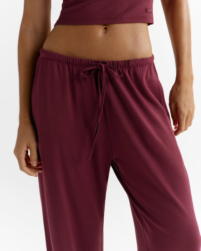 Modal Soft Lounge Trousers - Damson Red
