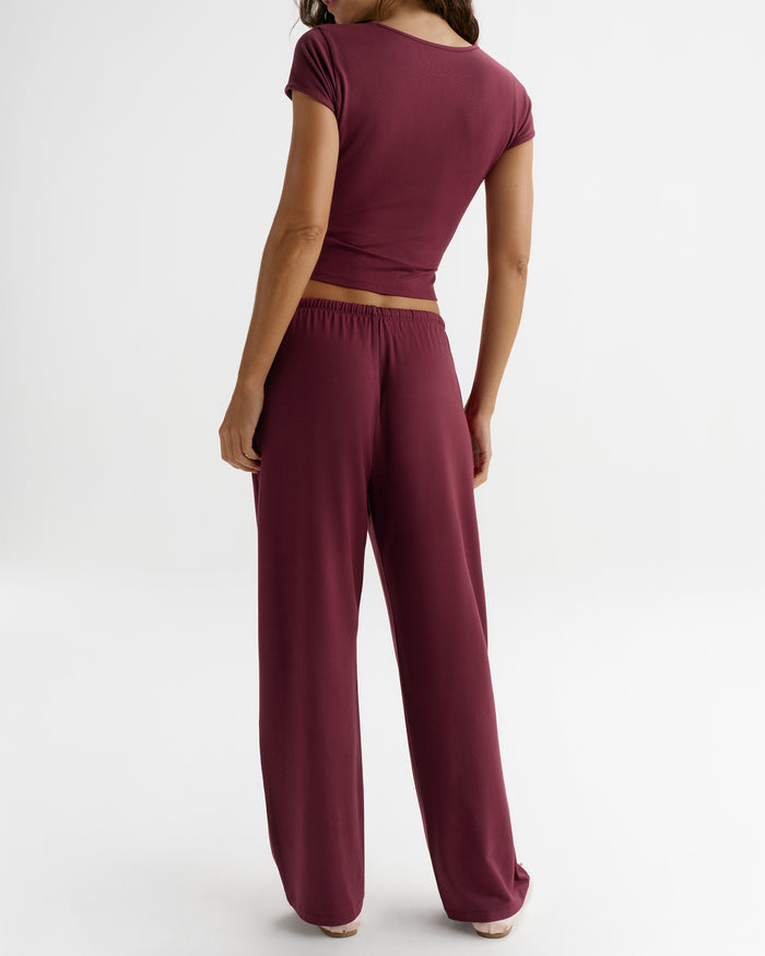 Modal Soft Lounge Trousers - Damson Red