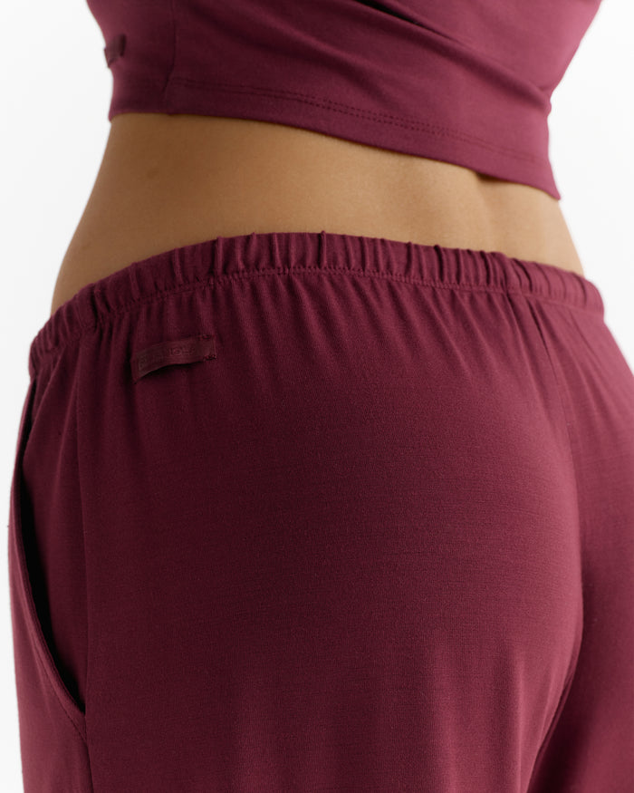 Modal Soft Lounge Trousers - Damson Red