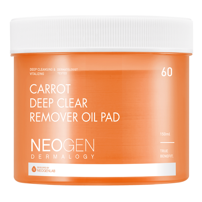 NEOGEN Carrot Deep Clear Remover Oil Pad شرائح تقشير وتهدئة البشرة بالجزر