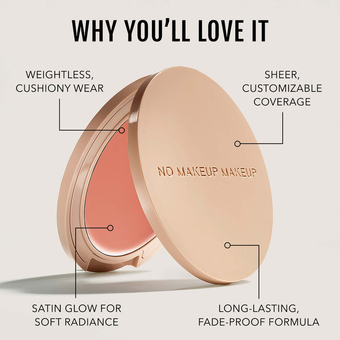 No Makeup Makeup – Compact makeup product with features highlighted, natural minimal makeup