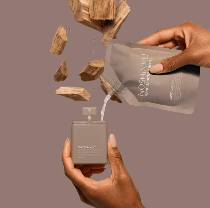 Noshinku Refillable Santal Blanc Hydrating Pocket Hand Sanitizer - Aesthetics By Kell