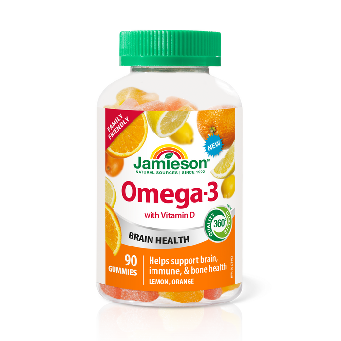 31001155 Jamieson Omega-3 Gummies | Family Friendly 90 Gummies 31001155_J_GUM_Omega-3_400cc_R2105_BTL_MAIN
