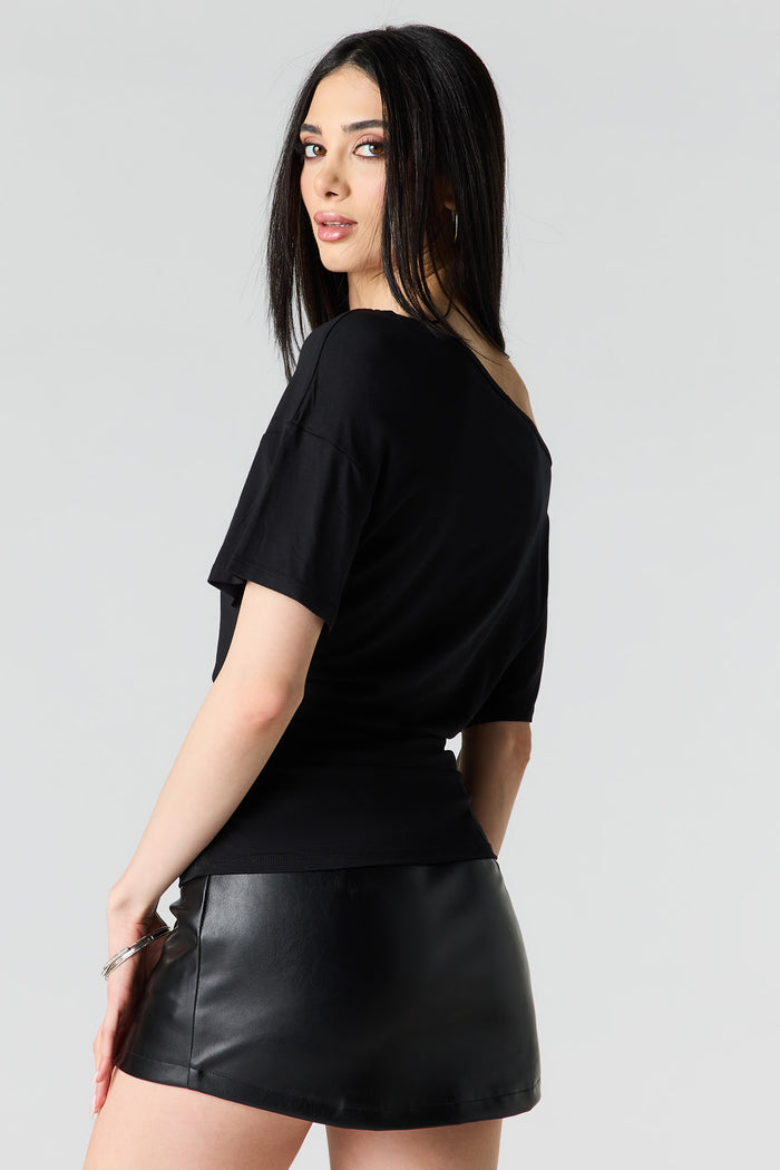 One Shoulder Short Sleeve Top