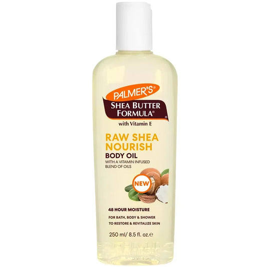 PALMER'S Shea Butter Formula with Vitamin E Raw Shea Nourish Body Oil 48 Hour Moisture بالمرز بزبدة الشيا مع فيتامين E – زيت تغذية للجسم بترطيب يدوم 48 ساعة