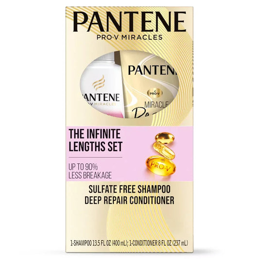 PANTENE Pro-V Miracles The Infinite Lengths Set Up to 90% less Breakage Shampoo & Conditioner مجموعة شامبو وبلسم بانتين