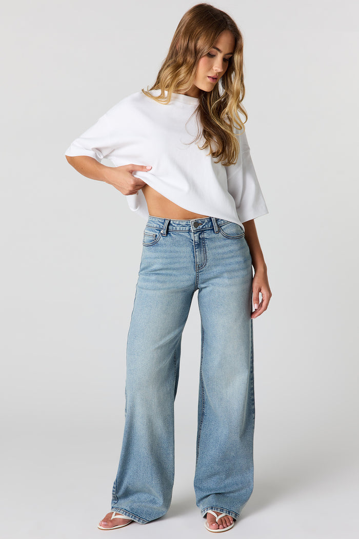 Paris Stretch High Rise Medium Wide Leg Jean