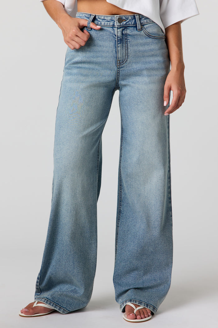 Paris Stretch High Rise Medium Wide Leg Jean