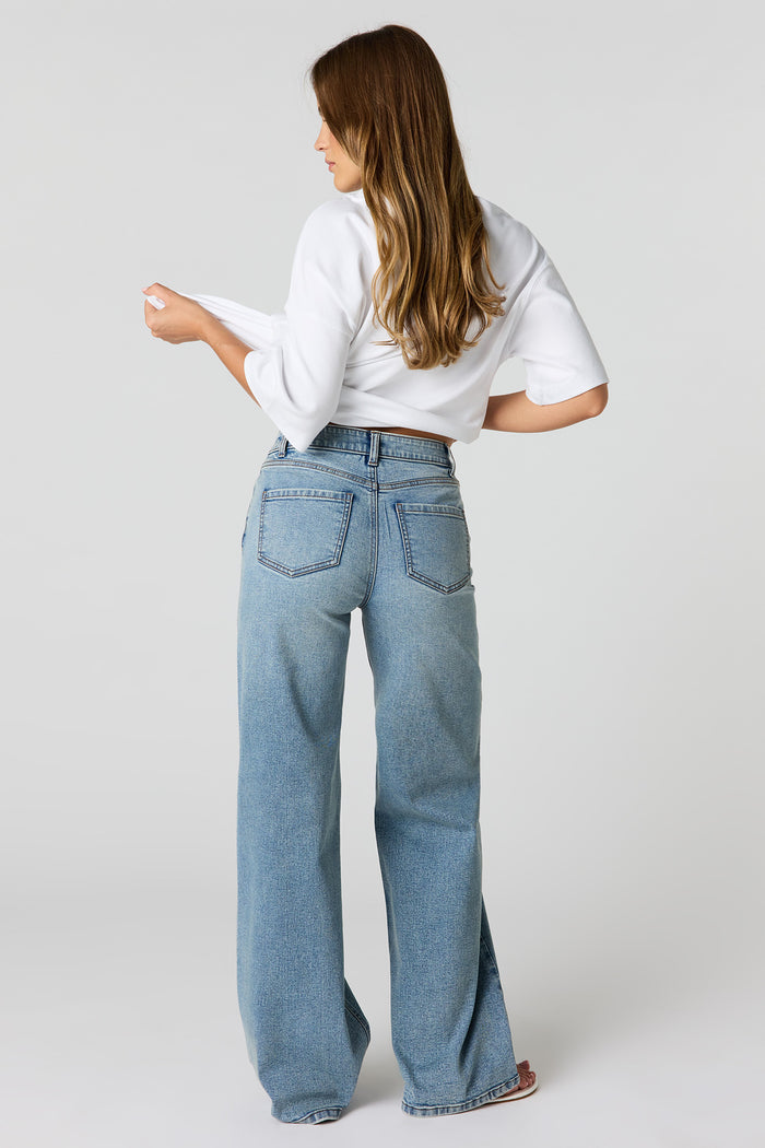 Paris Stretch High Rise Medium Wide Leg Jean