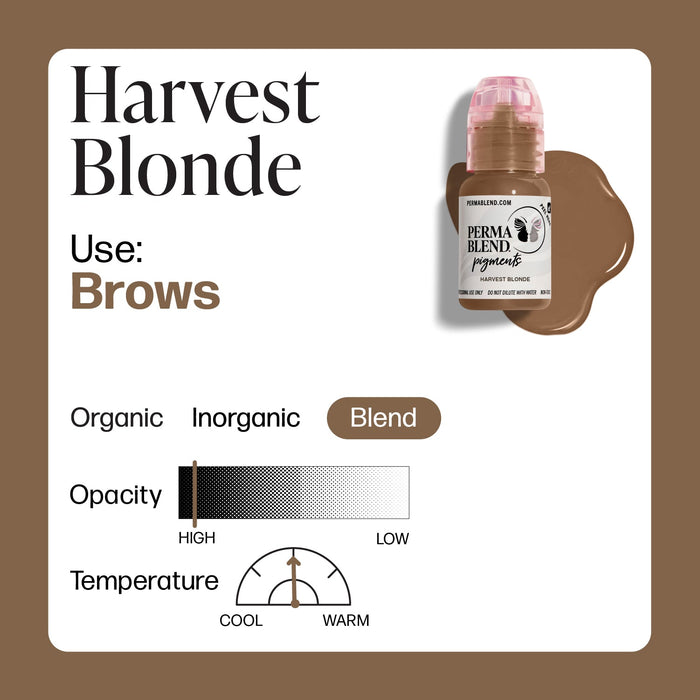 Permablen Harvest Blonde Permanent Makeup Pigment For Brows, High Opacity, Medium Neutral Blonde - SD Cosmetics Care