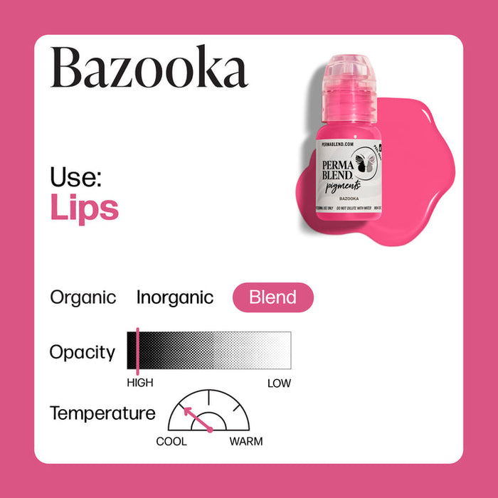 Permablend Bazooka - Highly Pigmented Red-Based Pink Lip Color for Lasting Results for Permanent Makeup - SD Cosmetics Care