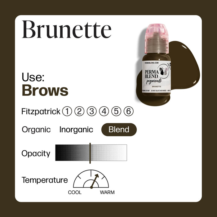 Permablend Brunette Medium Brown Eyebrow Pigment - High Opacity, Vegan, Ethically Made - SD Cosmetics Care