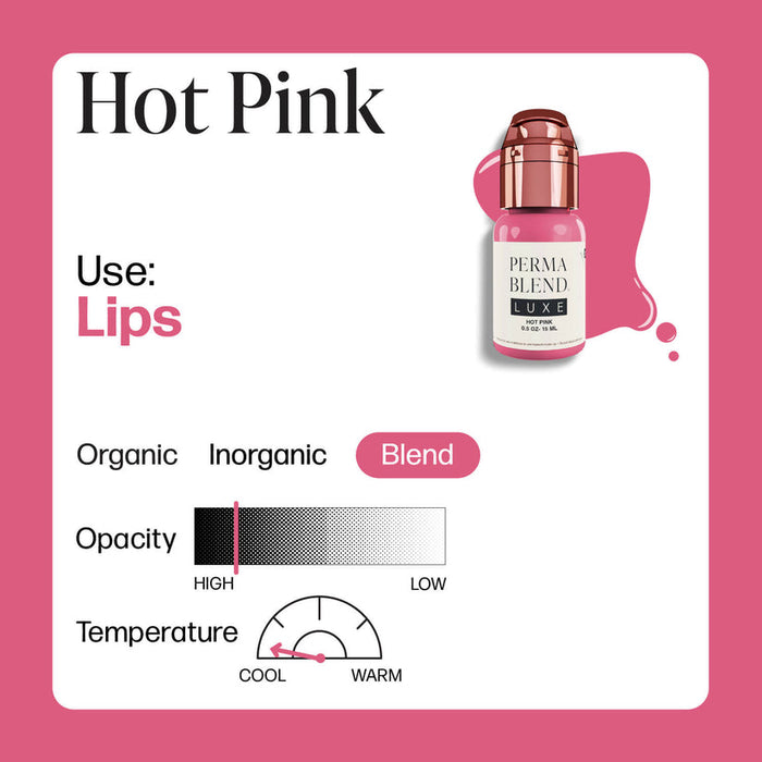 PERMABLEND LUXE Hot Pink 15ml | Permanent Makeup Lip Pigment | PMU Lip Pigment - SD Cosmetics Care
