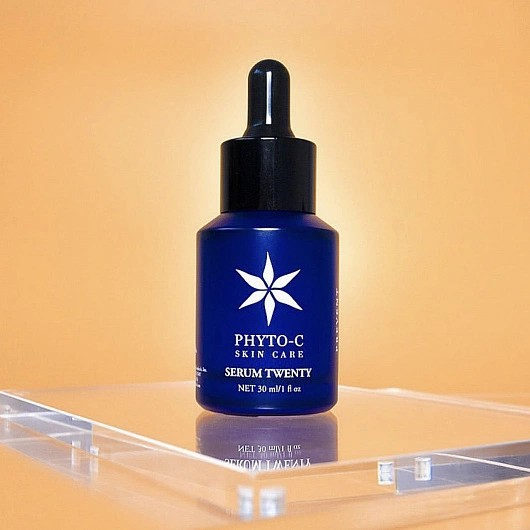 Phyto-C Serum Twenty blue glass dropper bottle, 20% Vitamin C skin care serum