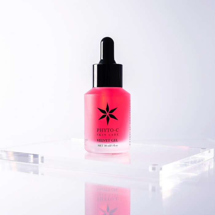 Phyto-C Velvet Gel pink serum bottle with dropper, 30 ml wrinkle-correcting skincare