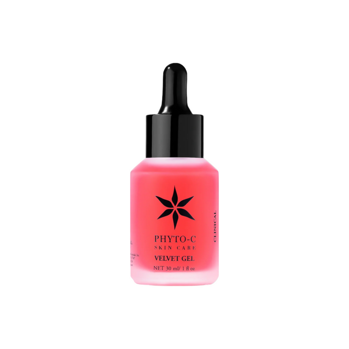 Phyto-C Velvet Gel wrinkle correcting skincare serum in pink dropper bottle