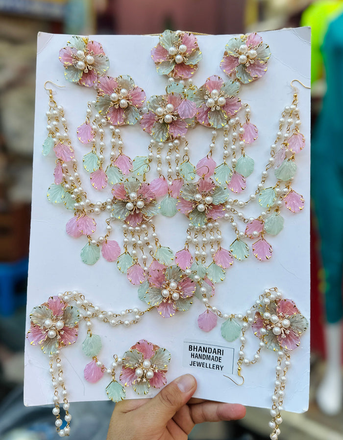 Pista And Pink Resin Jewellery RJ0016