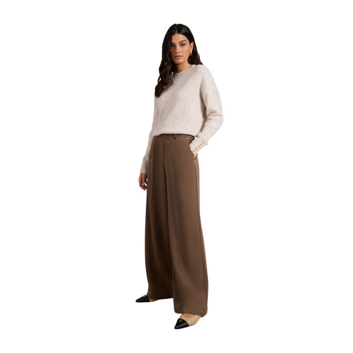 Pleated Womens Wide Leg Trouser