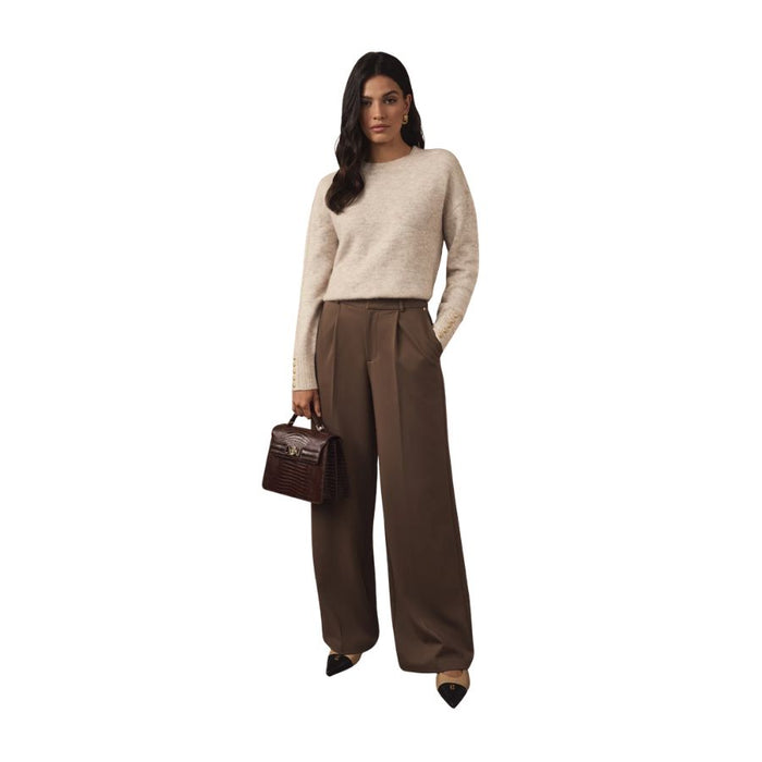 Pleated Womens Wide Leg Trouser