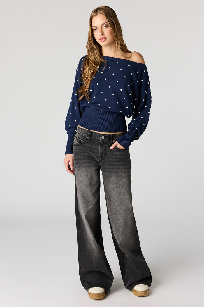 Polka Dot Dolman Sweater